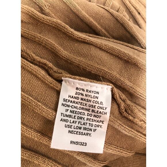 Halogen Sweater Dress Rib Mock Neck Long Sleeve Mini Camel Tan NWT Medium - Picture 7 of 8